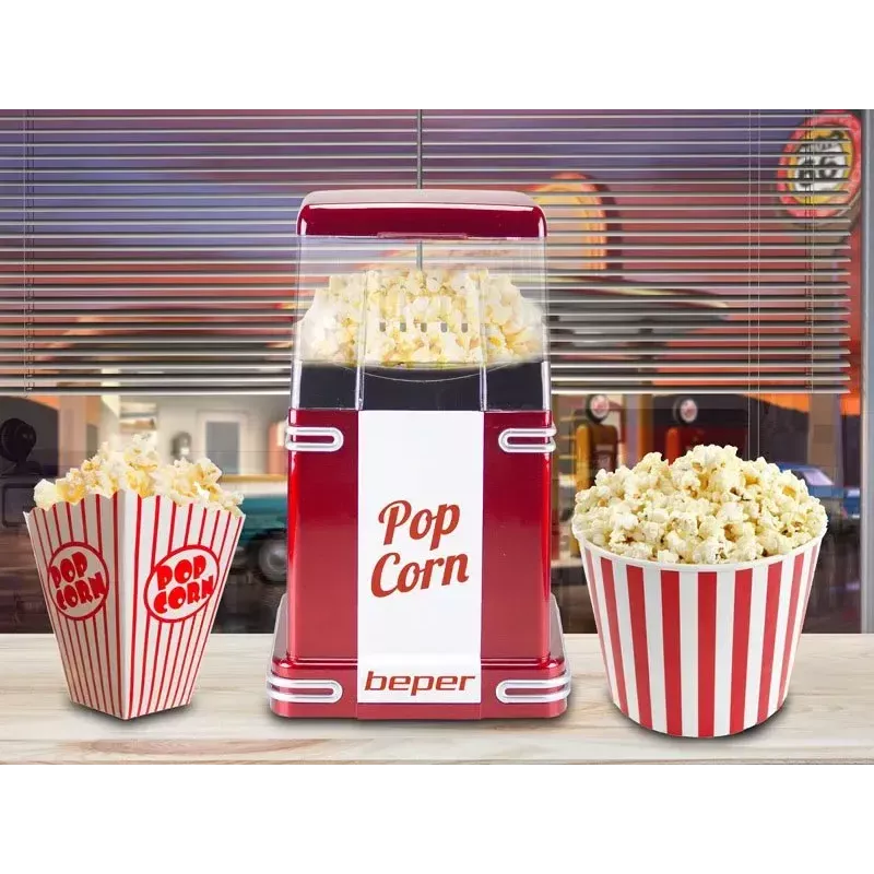 Prístroj na popcorn Beper 90.590Y červený biely 1200 W 3 min