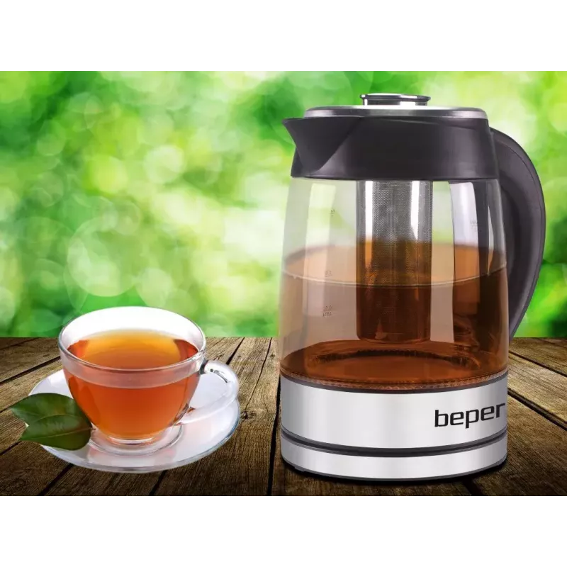 Elektrická rýchlovarná kanvica Beper 1,8 L 2200 W transparentná