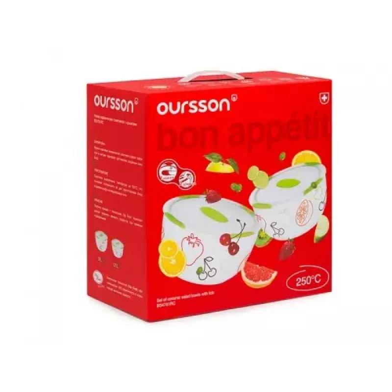 Oursson BS4781RC/GA súprava keramických šalátových misiek, zelené jablko
