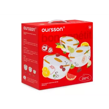 Sada misiek OURSSON BS2981RC/OR 1,7 l okrúhla keramická oranžová biela 3 ks