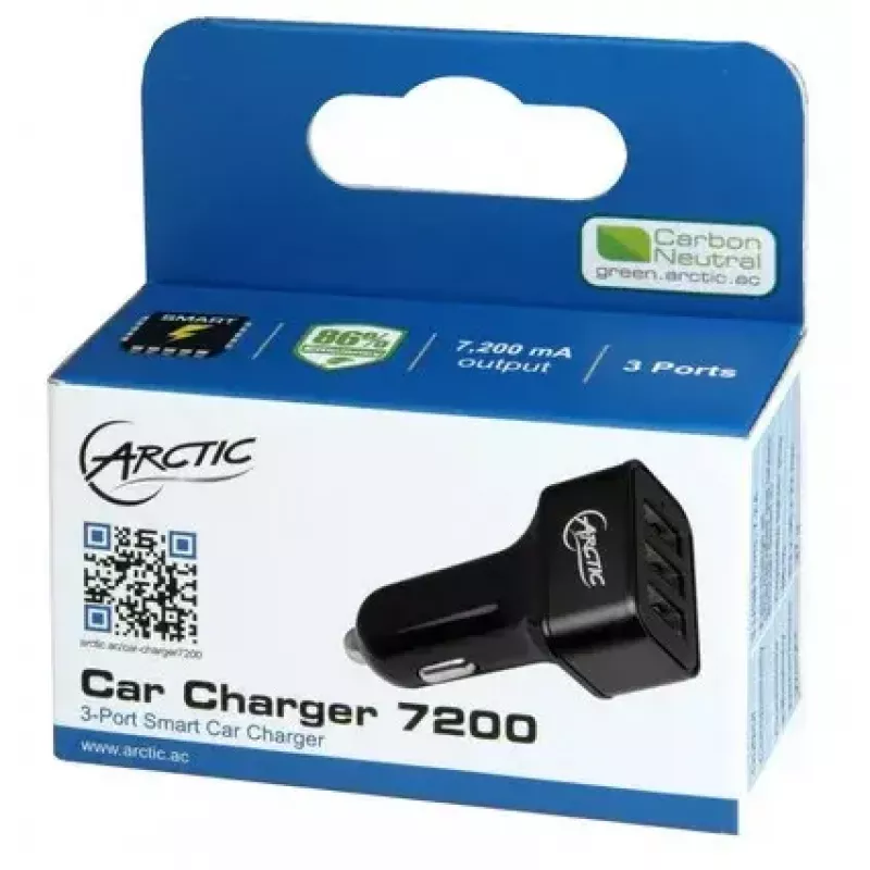 ARCTIC Car Charger 7200 – 3-portová USB nabíjačka do auta
