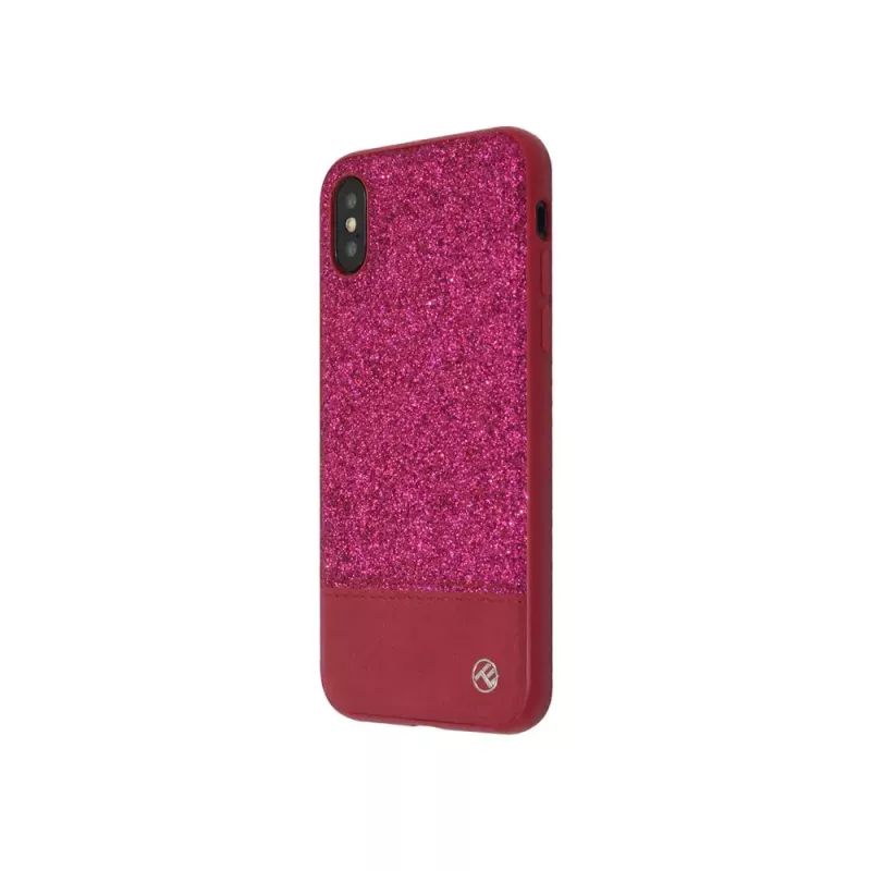 Tellur Glitter II kryt z umelej kože pre iPhone X/XS, ružový