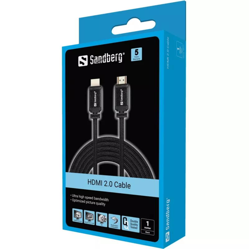 HDMI kábel Sandberg HDMI 2.0 19M-19M 1m