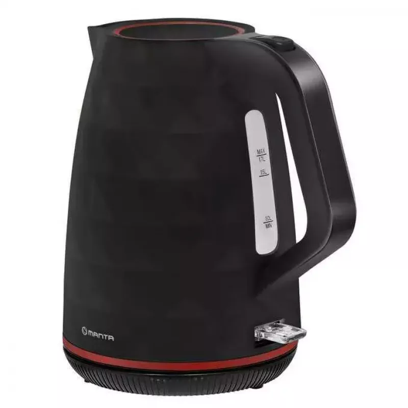Elektrická kanvica MANTA KTL9230B 1.7L 2200W čierna, plastové telo, Strix kontrolér, ukazovateľ hladiny vody