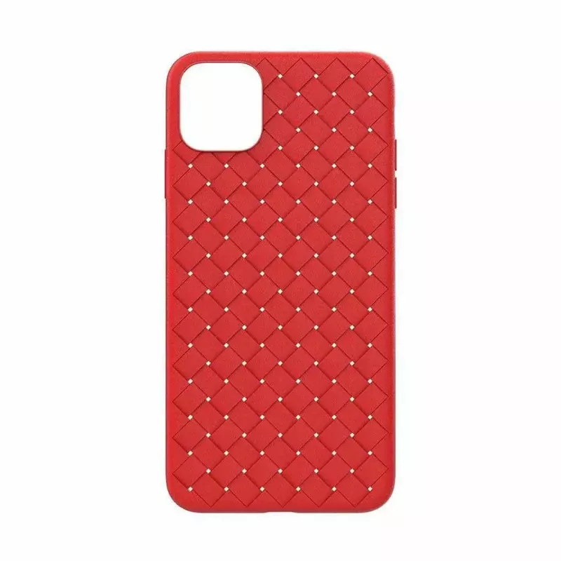 Mäkké puzdro na telefón Devia pre iPhone 11 Pro — tkaný vzor, červená