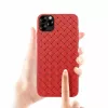 Mäkké puzdro na telefón Devia pre iPhone 11 Pro — tkaný vzor, červená