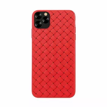 Mäkké puzdro na telefón Devia pre iPhone 11 Pro — tkaný vzor, červená