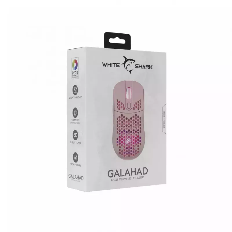 White Shark Galahad Pink USB Type-A myš