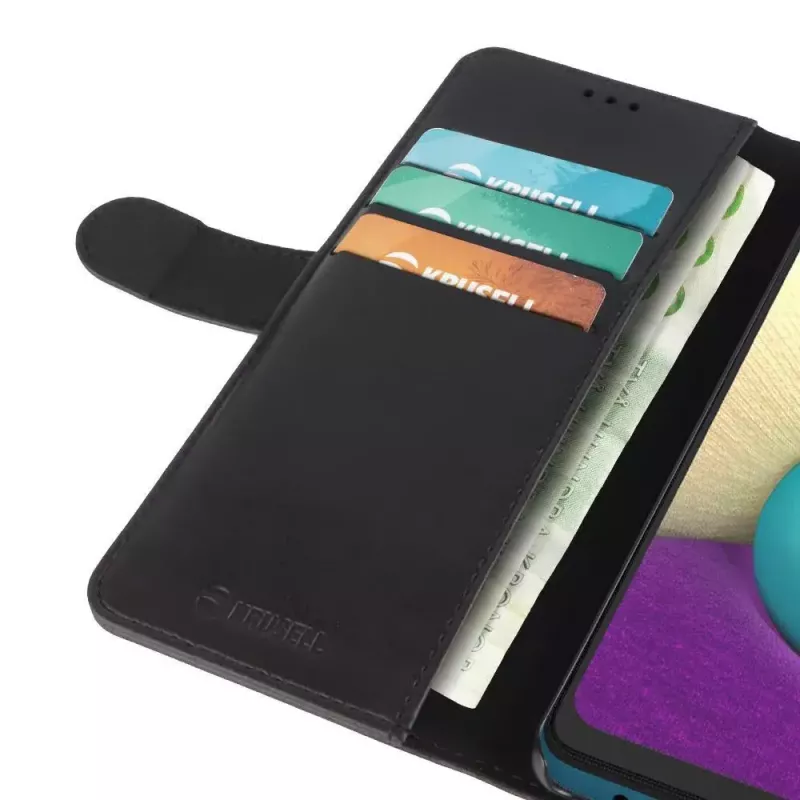 Peňaženkové puzdro Krusell Galaxy A02 16,5 cm čierne 3 priehradky na karty