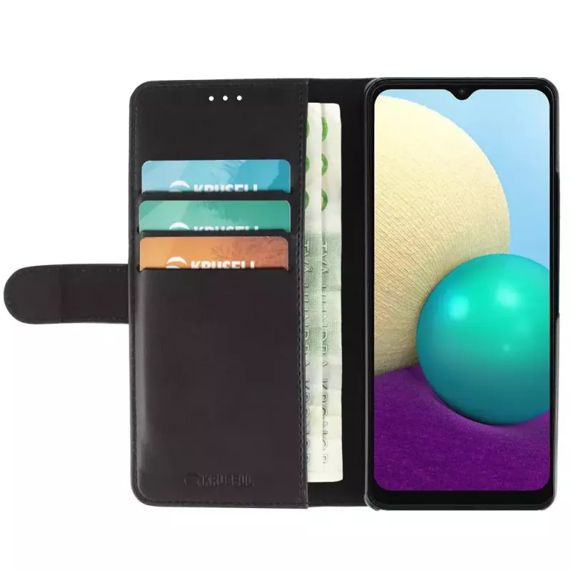 Peňaženkové puzdro Krusell Galaxy A02 16,5 cm čierne 3 priehradky na karty