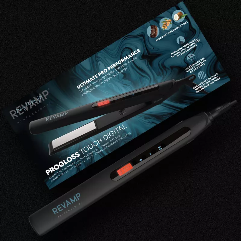 Revamp Progloss Touch Digital žehlička na vlasy Warm čierna 3 m