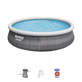 Bestway 57372 nadzemný bazén nafukovací bazén okrúhly 12362 L sivý