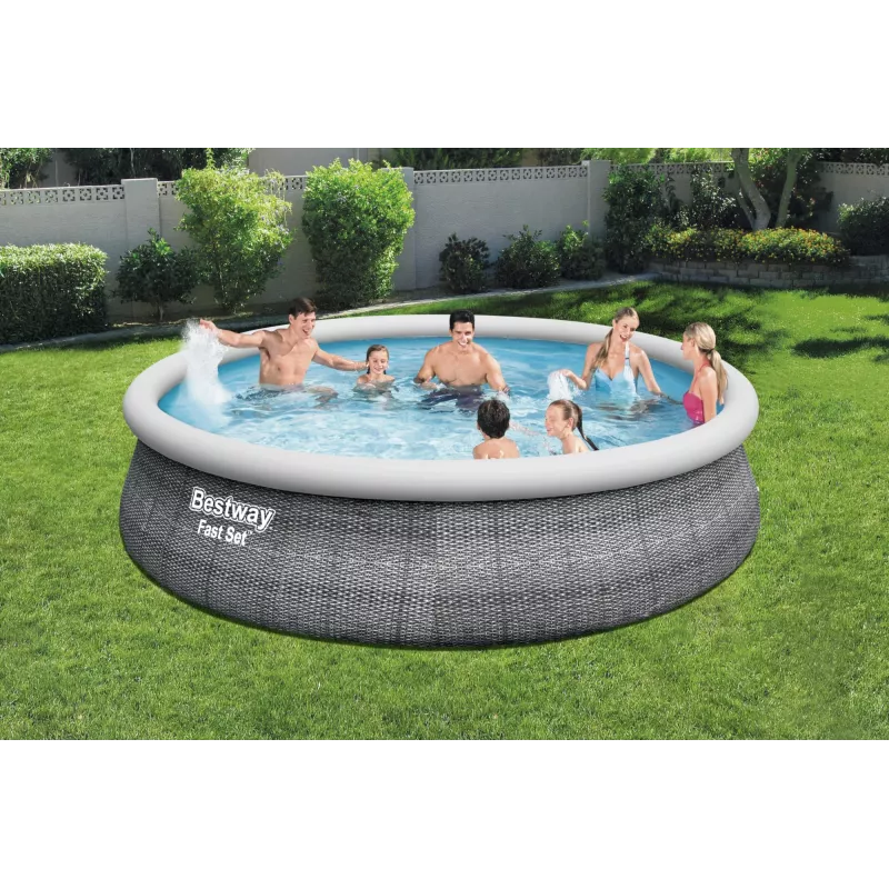 Bestway 57372 Fast Set nadzemný bazénový set, okrúhly, 457 x 107 cm, 12 362 l, s filtračným čerpadlom a rebríkom
