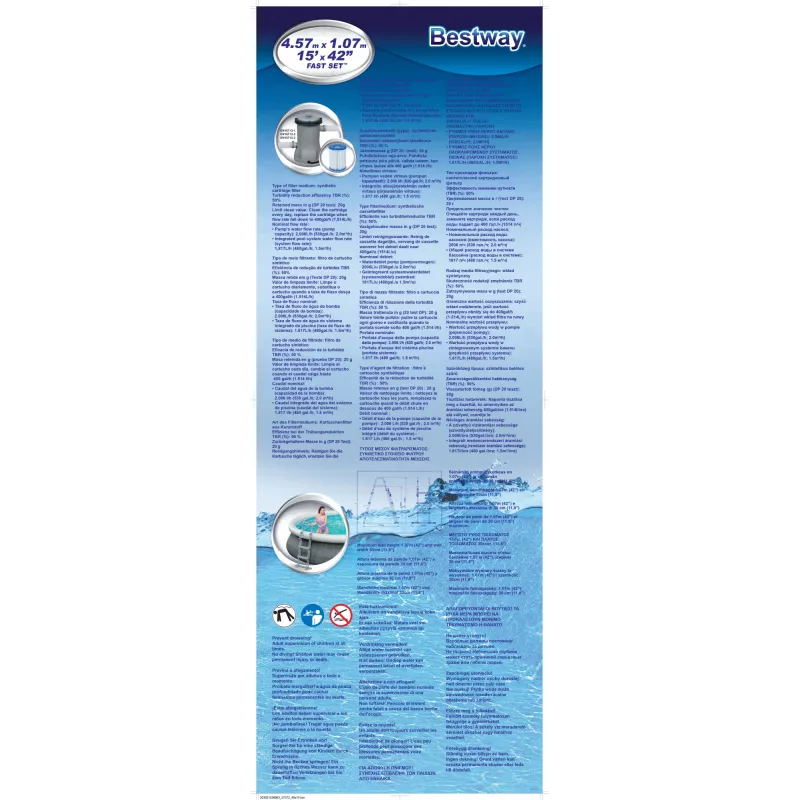 Bestway 57372 Fast Set nadzemný bazénový set, okrúhly, 457 x 107 cm, 12 362 l, s filtračným čerpadlom a rebríkom