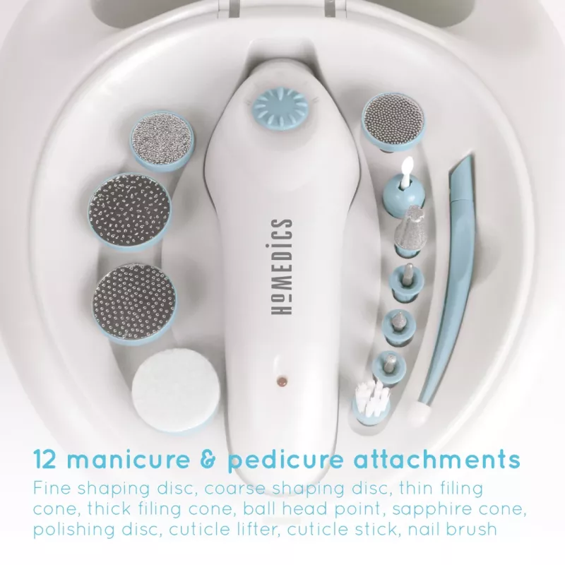 Sada na manikúru a pedikúru HoMedics MAN-3023A-EU 2 nadstavce plast modrá biela