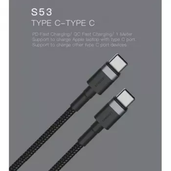 USB-C na USB-C kábel Orsen S53, 1 m, 3 A, červený