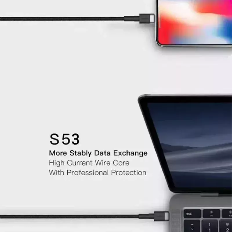 USB-C na USB-C kábel Orsen S53, 1 m, 3 A, červený