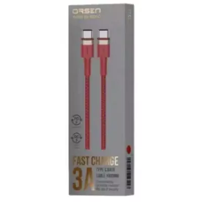 USB-C na USB-C kábel Orsen S53, 1 m, 3 A, červený