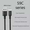 USB-A na USB-C kábel Orsen S9C 1 m, 2,1 A, čierny