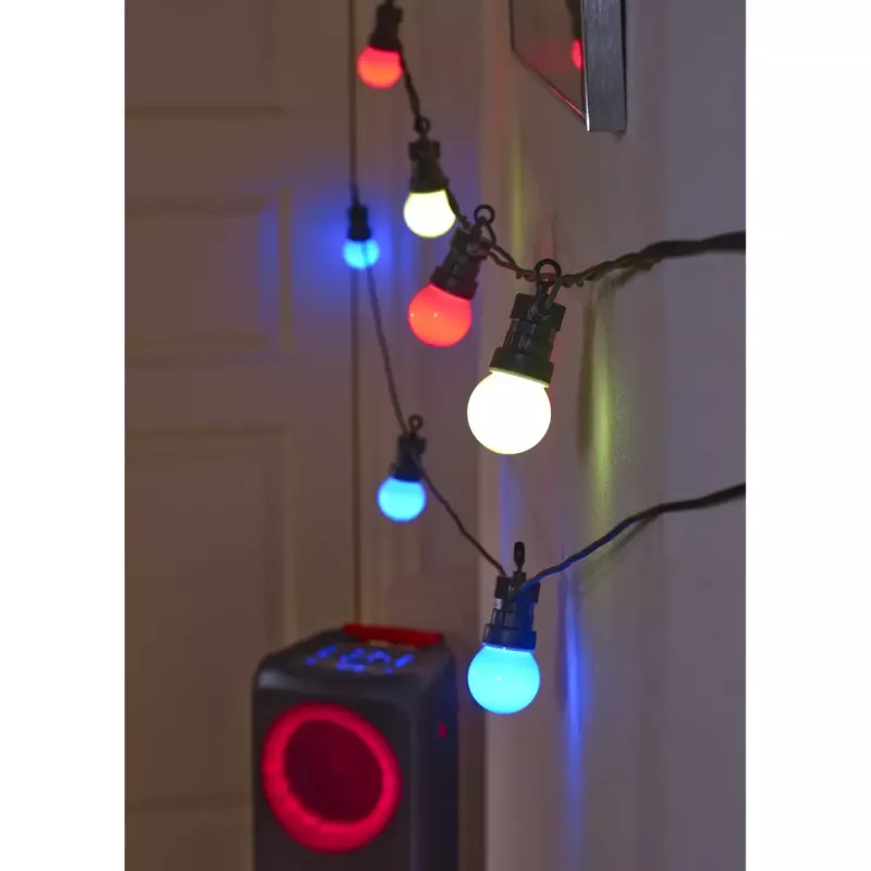 Denver SLP-510 inteligentná LED párty svetelná reťaz, 10 žiaroviek, 9 m, Wi-Fi, RGB, IP65