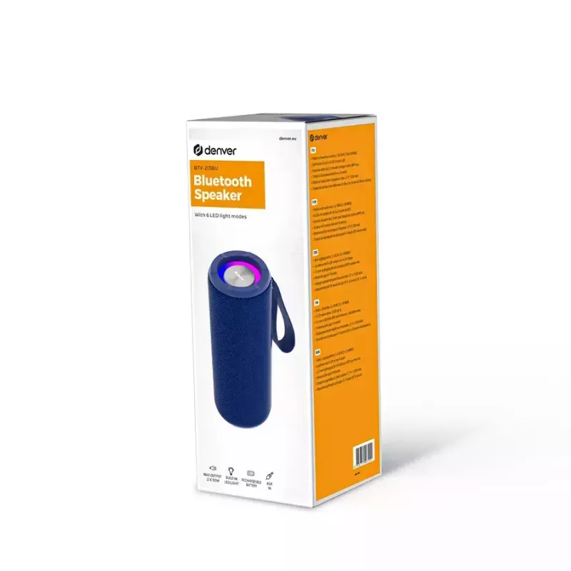 Mono prenosný reproduktor Denver BTV-213BU modrý, strieborný