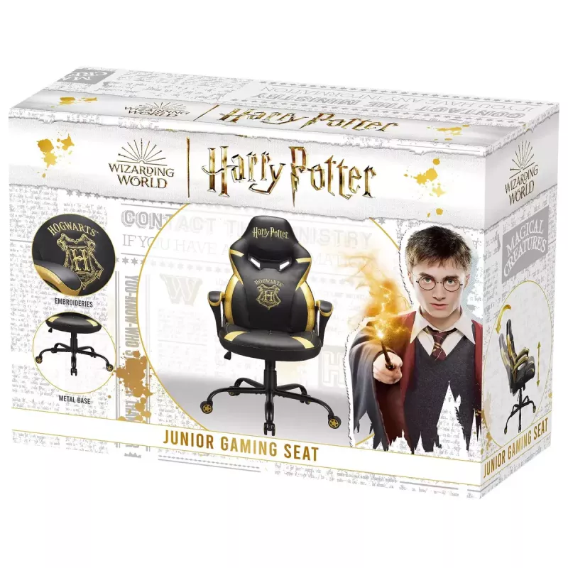 PC herná stolička Subsonic Junior Hogwarts čalúnené sedadlo čierna žltá