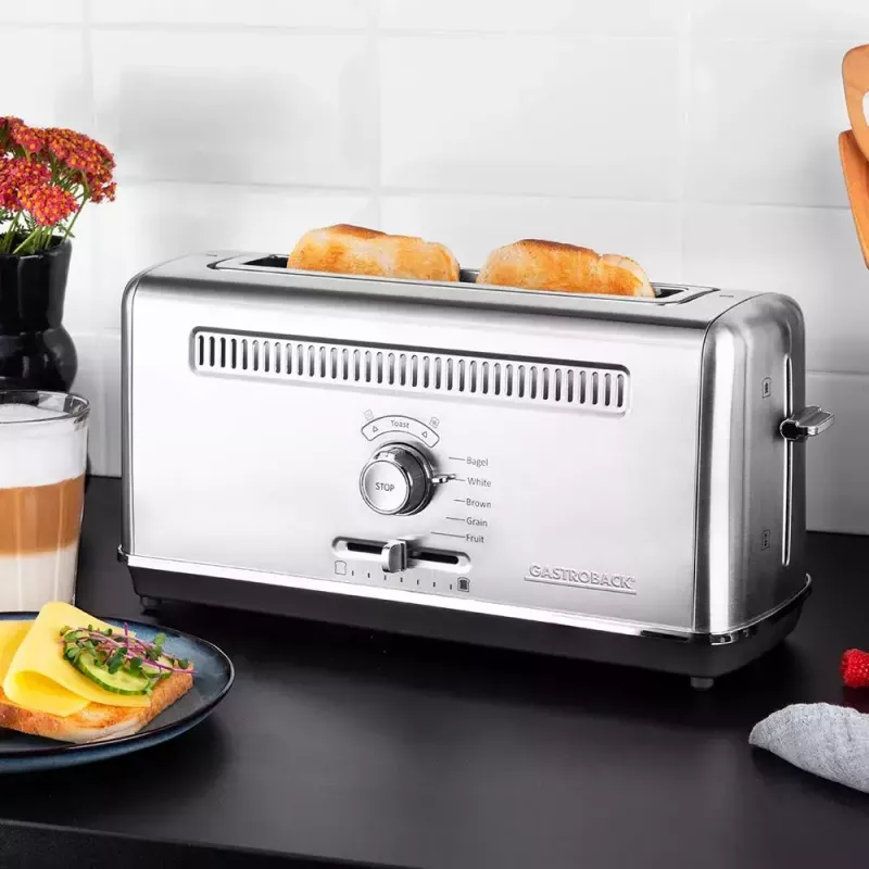 Gastroback Design Advanced 4S hriankovač 2 plátky 1100 W čierna nehrdzavejúca oceľ
