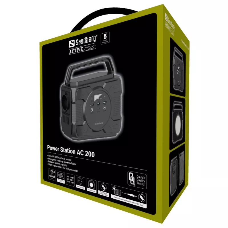 Prenosná batériová stanica Sandberg Power Station AC 200, 48000 mAh