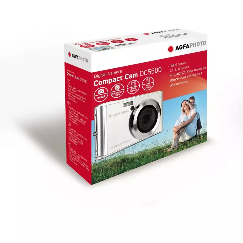 AgfaPhoto Realishot DC5500 Kompaktný digitálny fotoaparát, 24 MP CMOS, 2,4 inch LCD, strieborný (DC5500 SL)