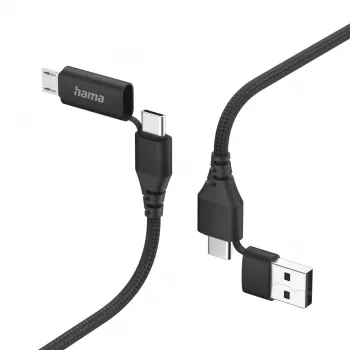 Hama 00201537 USB kábel USB 2.0 1,5 m USB-A/USB-C USB-C/Micro-USB B čierny