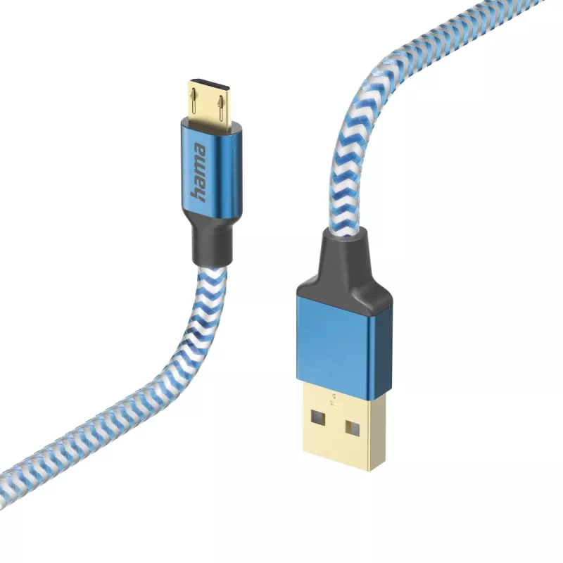 Hama Reflective USB kábel USB 2.0 1,5 m USB A Micro-USB B modrý