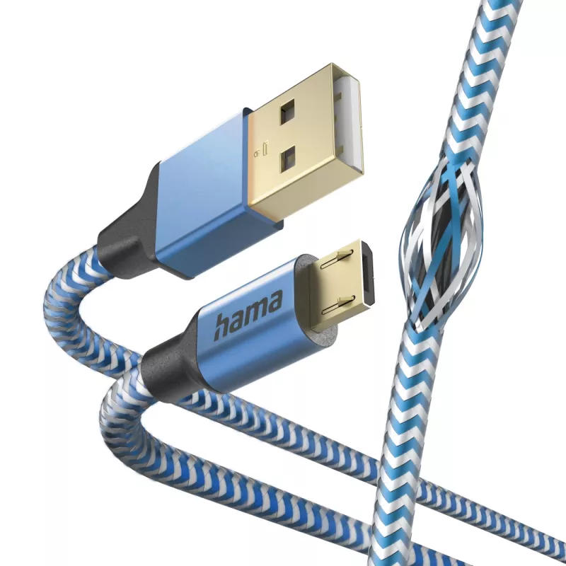 Hama Reflective USB kábel USB 2.0 1,5 m USB A Micro-USB B modrý