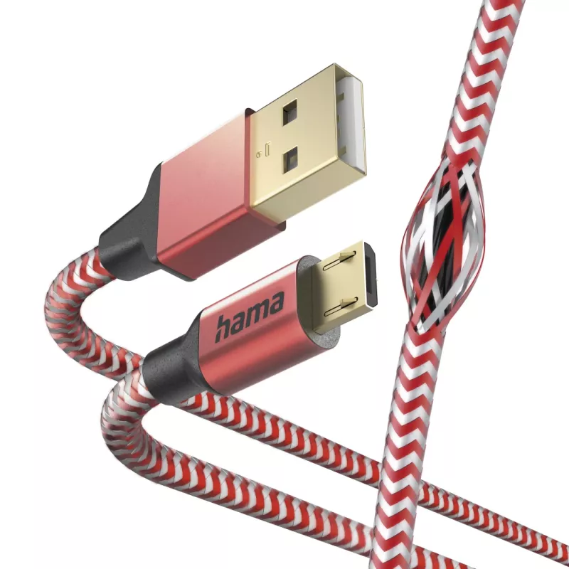Hama Reflective USB kábel USB 2.0 1,5 m USB A Micro-USB B červený