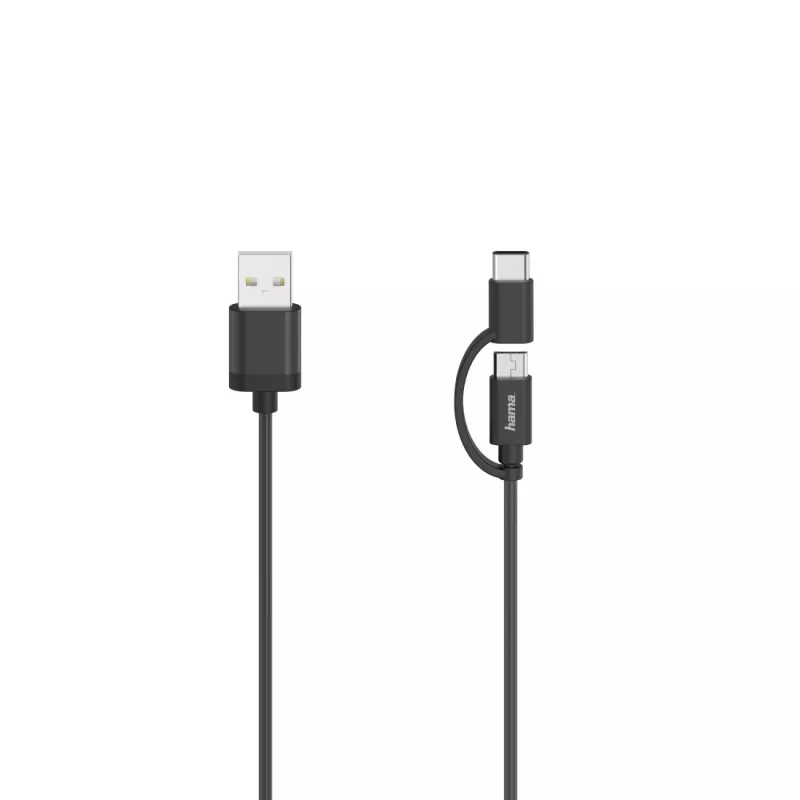 Hama 00200616 USB kábel USB 2.0 0,75 m USB A USB C/Micro-USB A čierny
