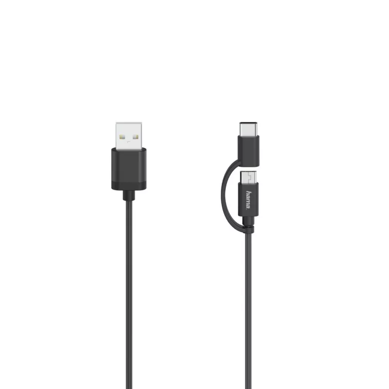 Hama 00200616 USB kábel USB 2.0 0,75 m USB A USB C/Micro-USB A čierny