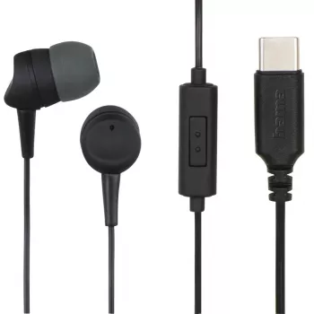 Hama 00184192 slúchadlá/headset drôtový in-ear hovory/hudba USB Type-C čierna, tmavosivá