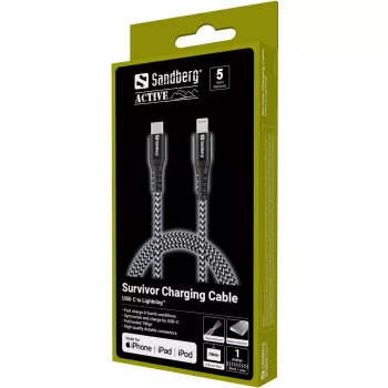 Sandberg Survivor USB-C PD>Lightning 1M kábel 1m 28g
