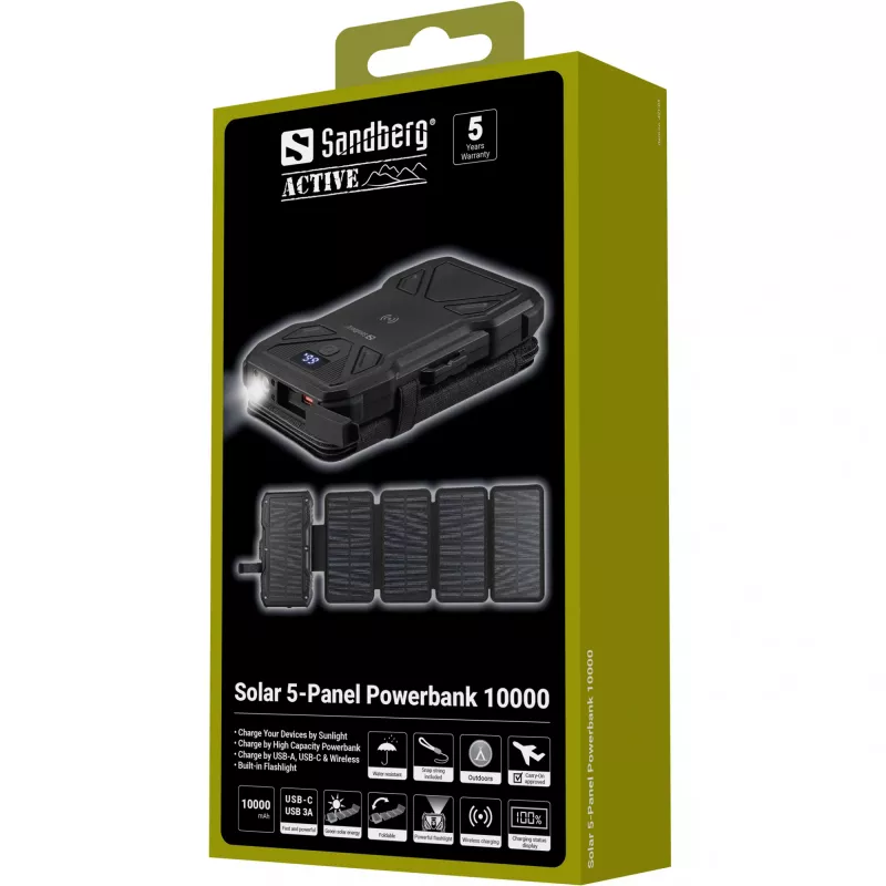 Prenosná powerbanka Sandberg Solar 5-Panel 10000 mAh