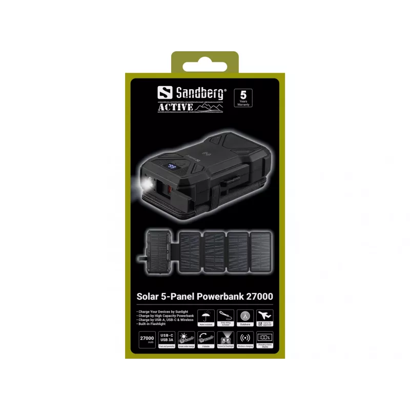 Prenosná powerbanka Sandberg Solar 5-Panel 27000 mAh