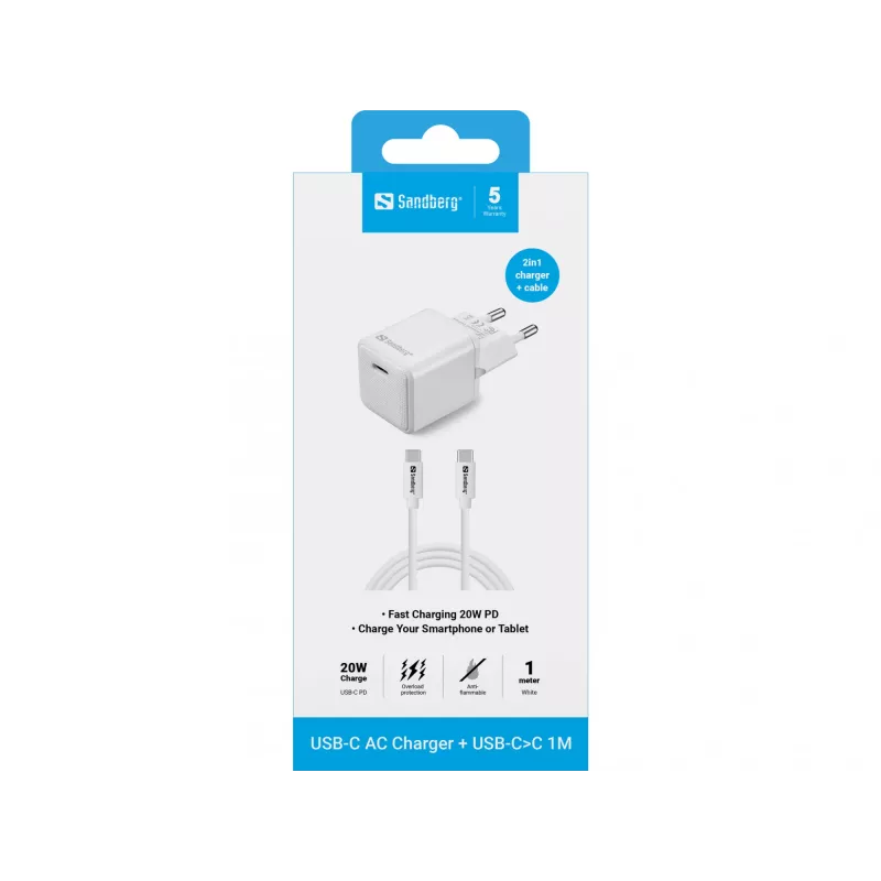 Sandberg USB-C 20W nabíjačka Indoor AC 1M kábel rýchle nabíjanie