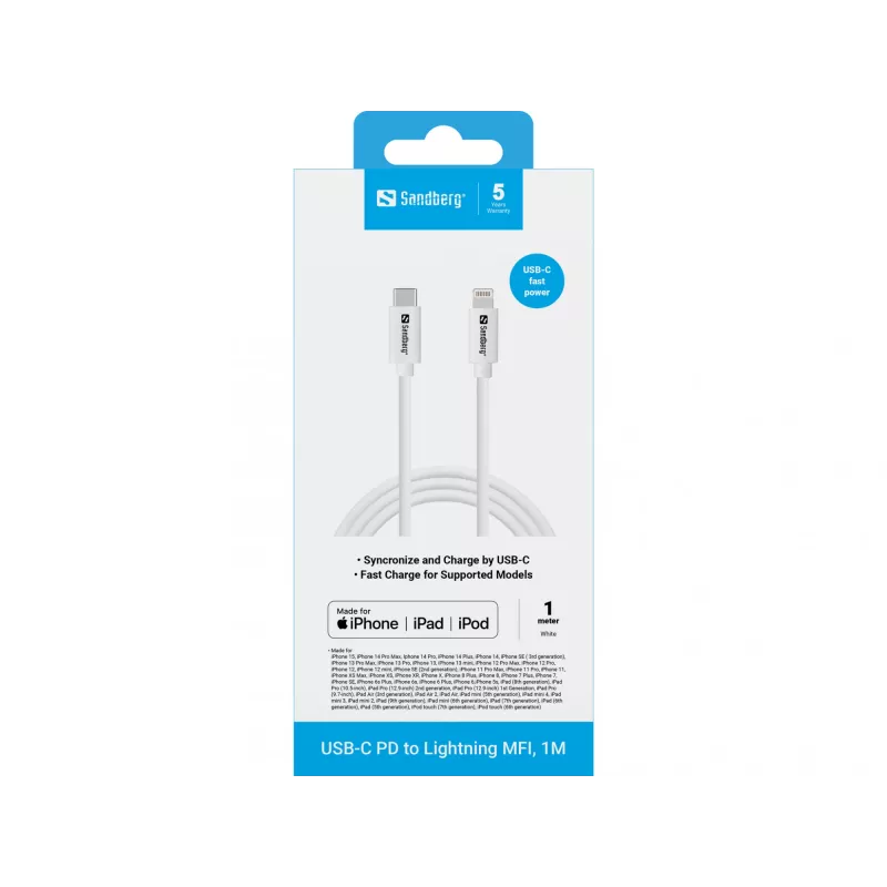 Sandberg USB-C PD na Lightning MFI 1M kábel 1m Lightning USB C
