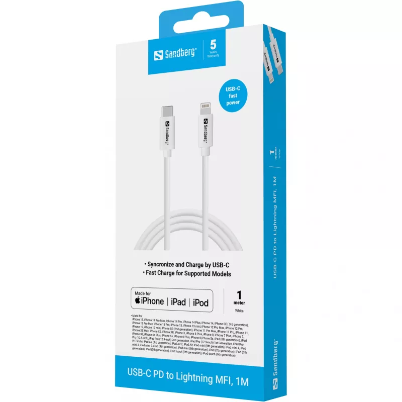 Sandberg USB-C PD na Lightning MFI 1M kábel 1m Lightning USB C