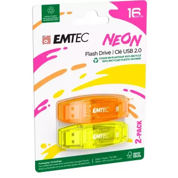 USB flash disk Emtec C410 Neon 16GB Type-A 2.0 oranžový žltý