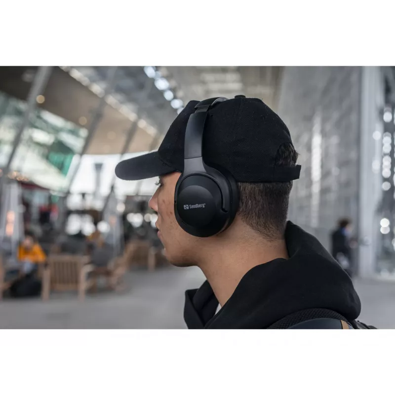 Sandberg Wireless Travel Headset ANC+ENC, bezdrôtový, hovory/hudba, 228 g, headset, čierny