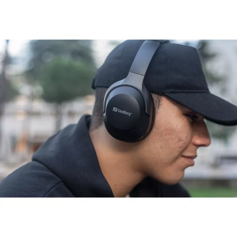 Sandberg Wireless Travel Headset ANC+ENC, bezdrôtový, hovory/hudba, 228 g, headset, čierny