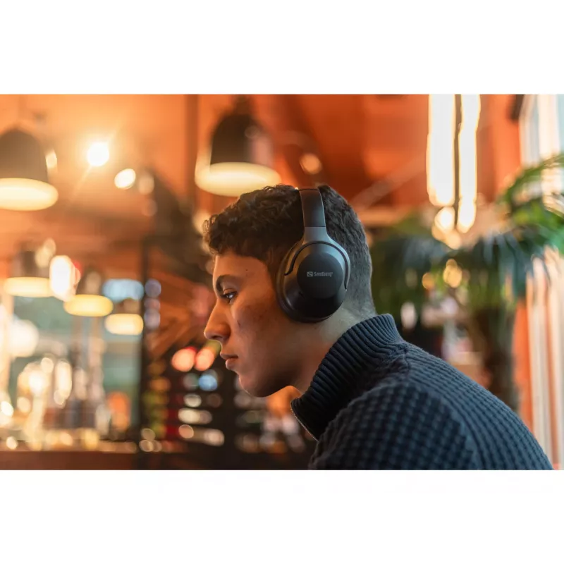 Sandberg Wireless Travel Headset ANC+ENC, bezdrôtový, hovory/hudba, 228 g, headset, čierny