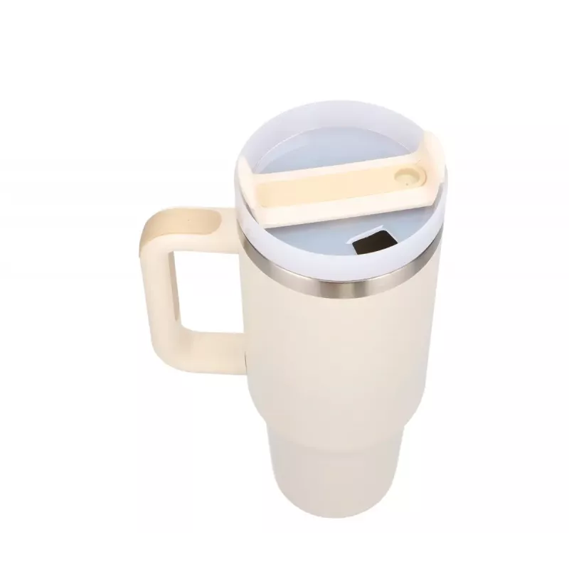 Termohrnček Extralink Black Forest 1200 ml béžová – termohrnček so slamkou a rúčkou