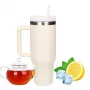 Termohrnček Extralink Black Forest 1200 ml béžová – termohrnček so slamkou a rúčkou