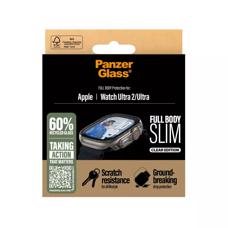 PanzerGlass® Case Full Body tenké priehľadné Apple Watch Ultra 3 | Ultra 2 | Ultra | 49mm