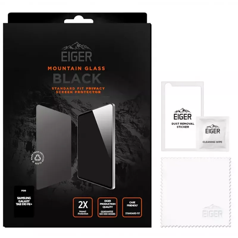 Eiger Mountain Black ochranná fólia s ochranou súkromia pre tablet Samsung Galaxy Tab S10 FE+